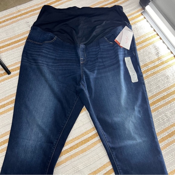 NWT Over The Belly Dark Wash Skinny Maternity Jeans -Dark Wash Size 16 - Picture 10 of 12